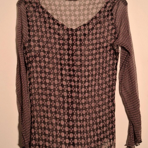 Oltre blouse used, long-sleeve, colorful, sheer printed