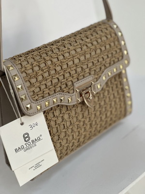 Bag to Bag Greece shoulder bag new, beige with straw texture