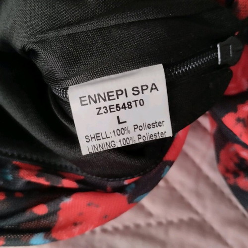 Floral crop top new, size L with side zipper, black and red