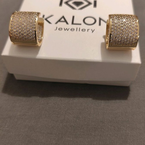 Earrings new with zircon and gold-tone and silver-tone brass
