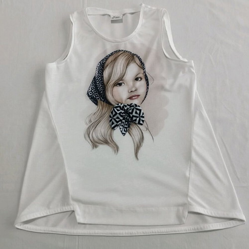 Mayoral kids set blouse with back transparency and H&M denim skirt 7-8 years like new