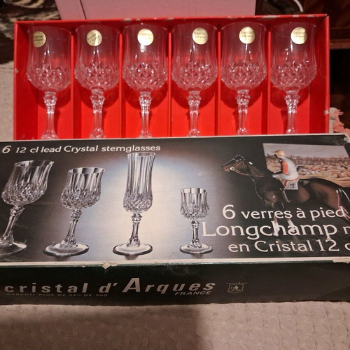 Cristal d'Argues Longchamp Set of 6 New Crystal Wine Glasses 175ml