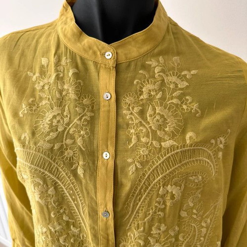 Yellow mustard shirt XL made of silk and cotton like new, boho chic