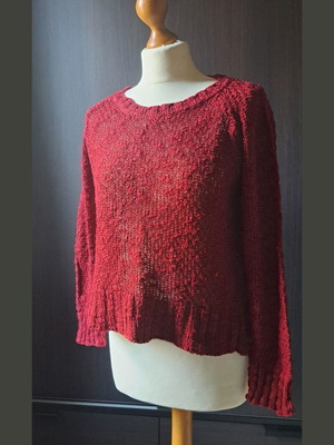 Oysho knitted sweater like new, cotton, burgundy red