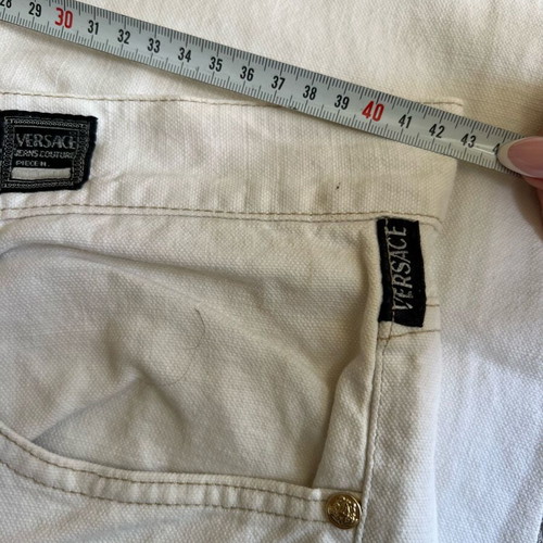 Versace jeans beige cotton-linen pants like new with Medusa detail