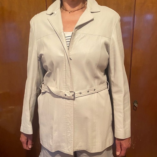 Newton leather jacket like new, white, size 44, spring-autumn