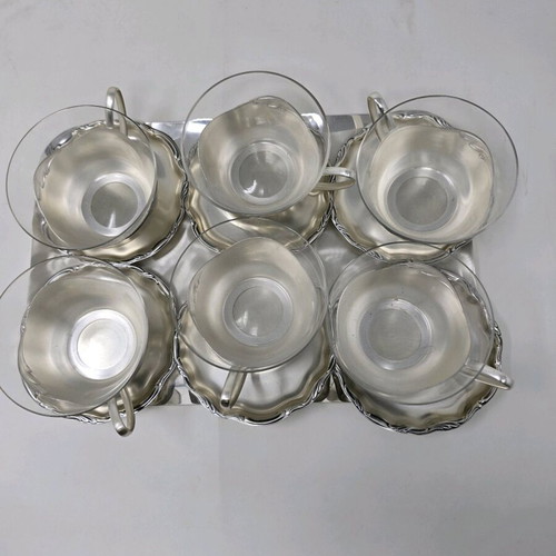 WMF coffee/tea cup set with tray, like new condition