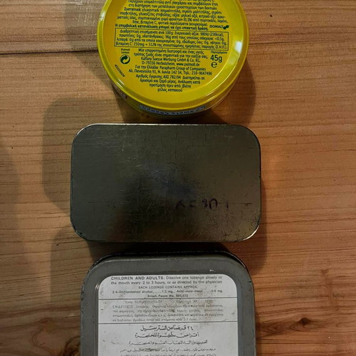 Metal candy tins used, pack of three