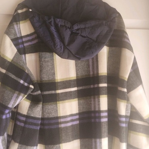 Zara checked coat light like new with detachable hood