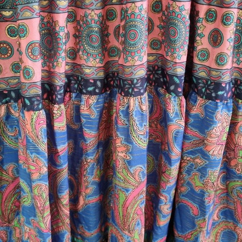 Long dress with knitted bust, new, blue and multicolor, size L