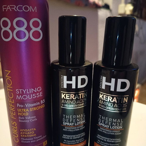 Farcom hair care set mousse and 2 thermal protectors like new
