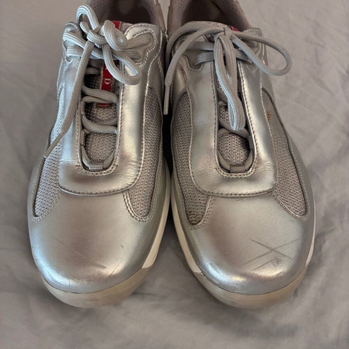 Prada Leather Sneakers Silver Men EU 44-45