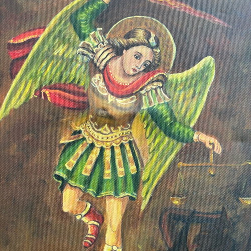 Archangel Michael painting used on canvas 2017