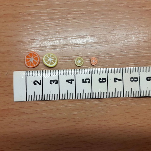 Handmade polymer clay slices new, orange and lemon pieces