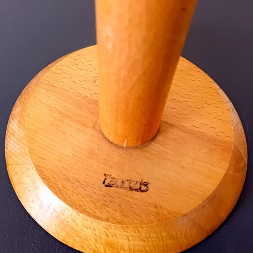 Wooden cup holder with inox elements like new, height 36 cm