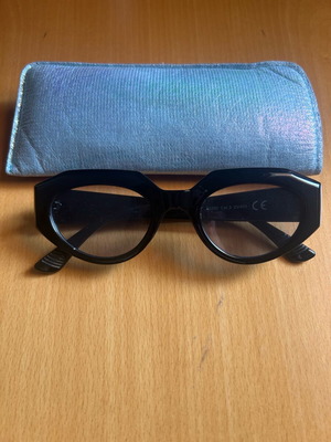 Pervedere sunglasses with black frame and slightly blue transparent lens like new