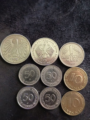 Collectible set of 9 German coins like new (1950-1980)