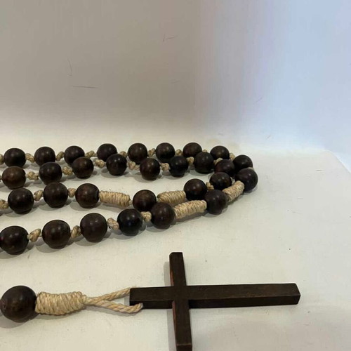 Vintage large wooden decorative wall rosary 160cm used