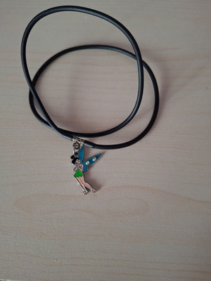 Tinkerbell necklace new with black cord and multicolor charm