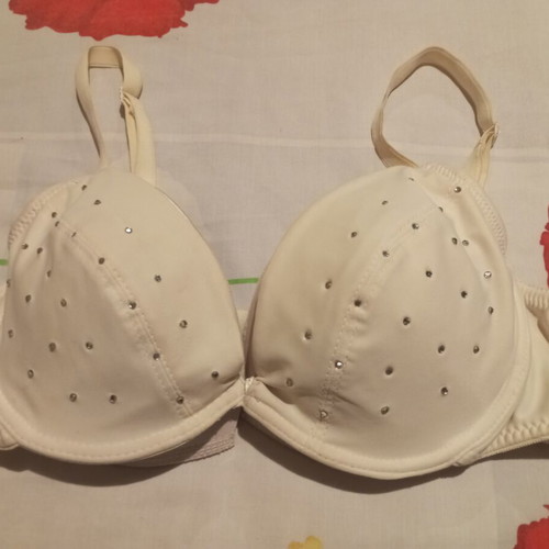 White bra with rhinestones, size 80B