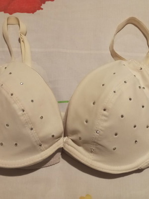 White bra with rhinestones, size 80B
