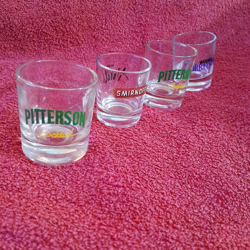 Glass shot glass set used, 4 pieces