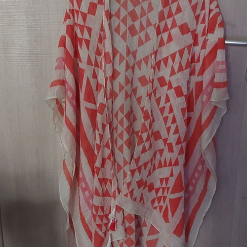 Kimono tunic new 100% cotton boho style orange white one size