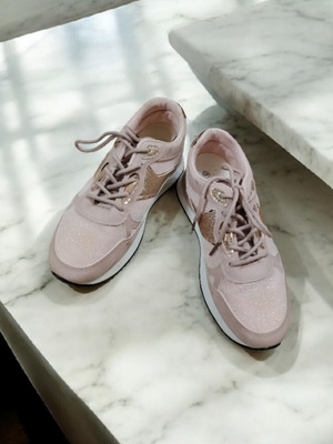 Pink women's sneakers athletic used, size 39