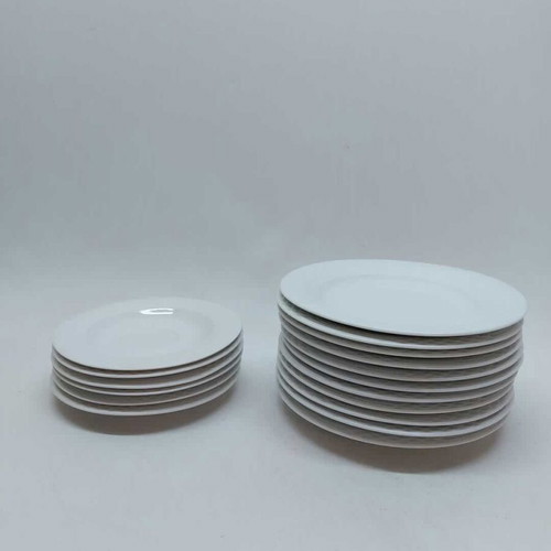 Set of 17 white porcelain plates Lynns Fine China used