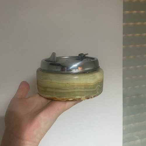 Vintage ashtray used with green onyx stone