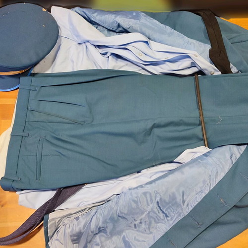 Complete old customs officer uniform used with jacket, shirt, pants, tie, cap, belt