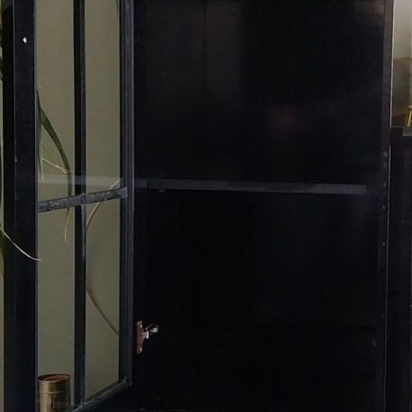 Display cabinet used with two glass doors, cupboards and drawer unit