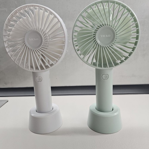 Mini rechargeable USB fan with base, used, set of two