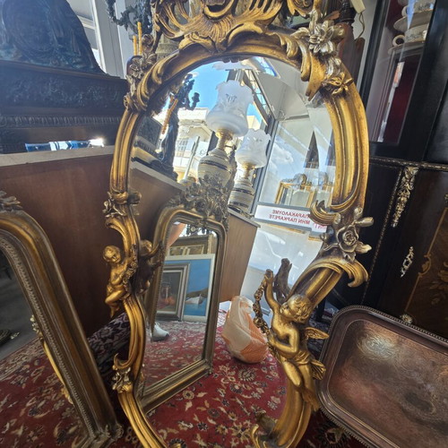 Rococo Style Antique Mirror with Gilded Carvings Like New