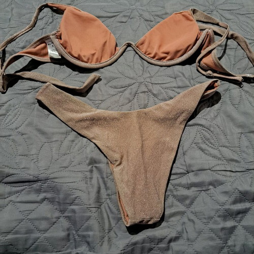 Lurex bikini set pink like new, size S