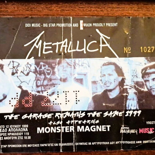 Metallica Live 1999 Rizoupoli ticket like new, collectible