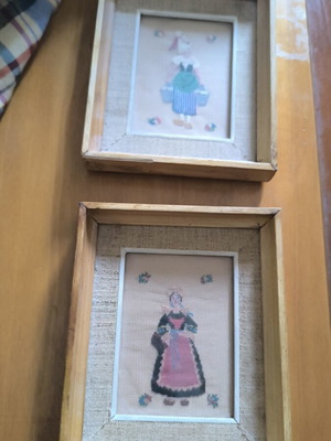 Hearts with handmade embroidery, vintage