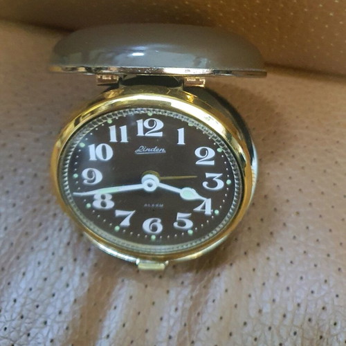 Vintage Linden travel alarm clock used