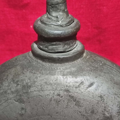 Collectible tin flask used (1870-1910)