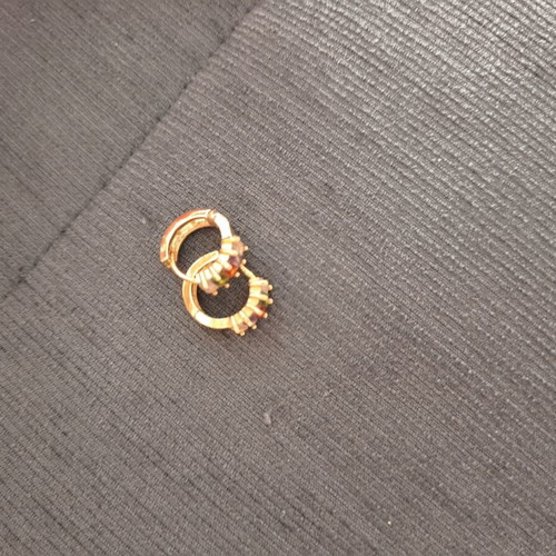 Gold Hoop Earrings with Multicolor Zirconia, like new, steel