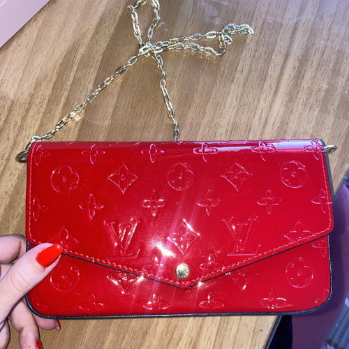 Louis Vuitton red wallet with chain, vintage