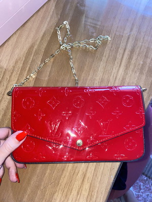 Louis Vuitton red wallet with chain, vintage