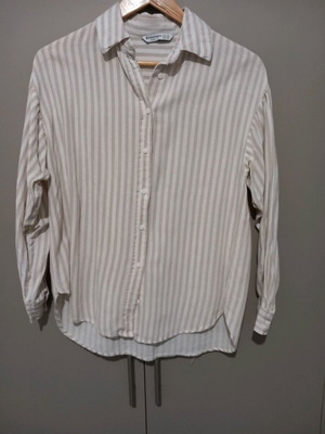 Linen striped beige shirt Stradivarius like new, size XS