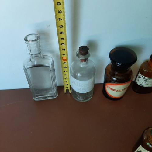 Set of 15 vintage pharmacy glass bottles