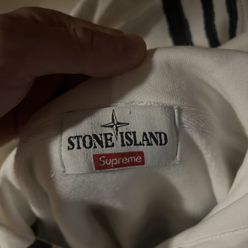 Stone Island x Supreme hoodie, black and white, size M