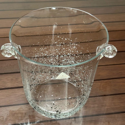 Glass champagne bucket with bubbles La Gallera MWF new, vintage