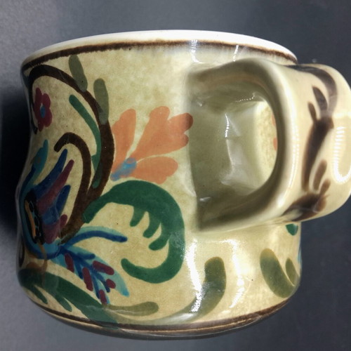 Vintage Keramikos Ceramic Cup used, hand painted with traditional motifs