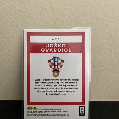 Josko Gvardiol 2025-26 Donruss Road To FIFA World Cup Silver card like new
