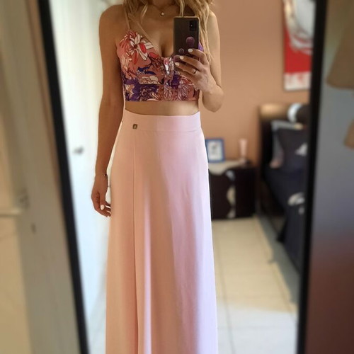 Floral crop top made in Italy, like new, pink and purple with elastic back