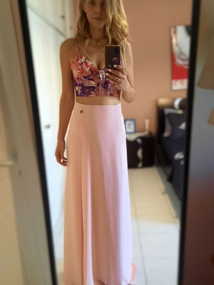 Floral crop top made in Italy, like new, pink and purple with elastic back